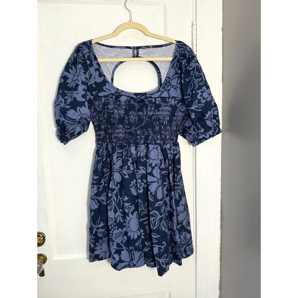 Free People Dear Delilah Mini Dress Blue Floral Size M